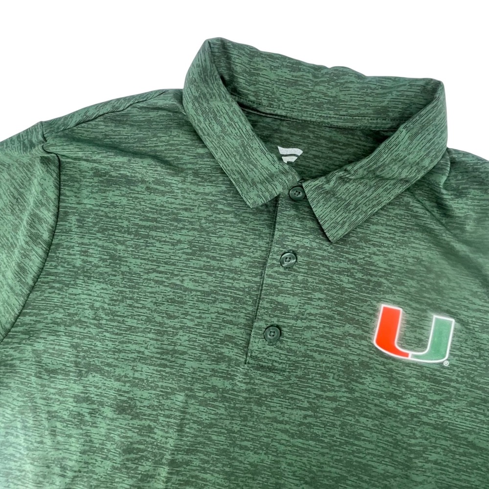 Fanatics Miami Hurricanes Polo Shirt Men Medium Green Space Dye Performance